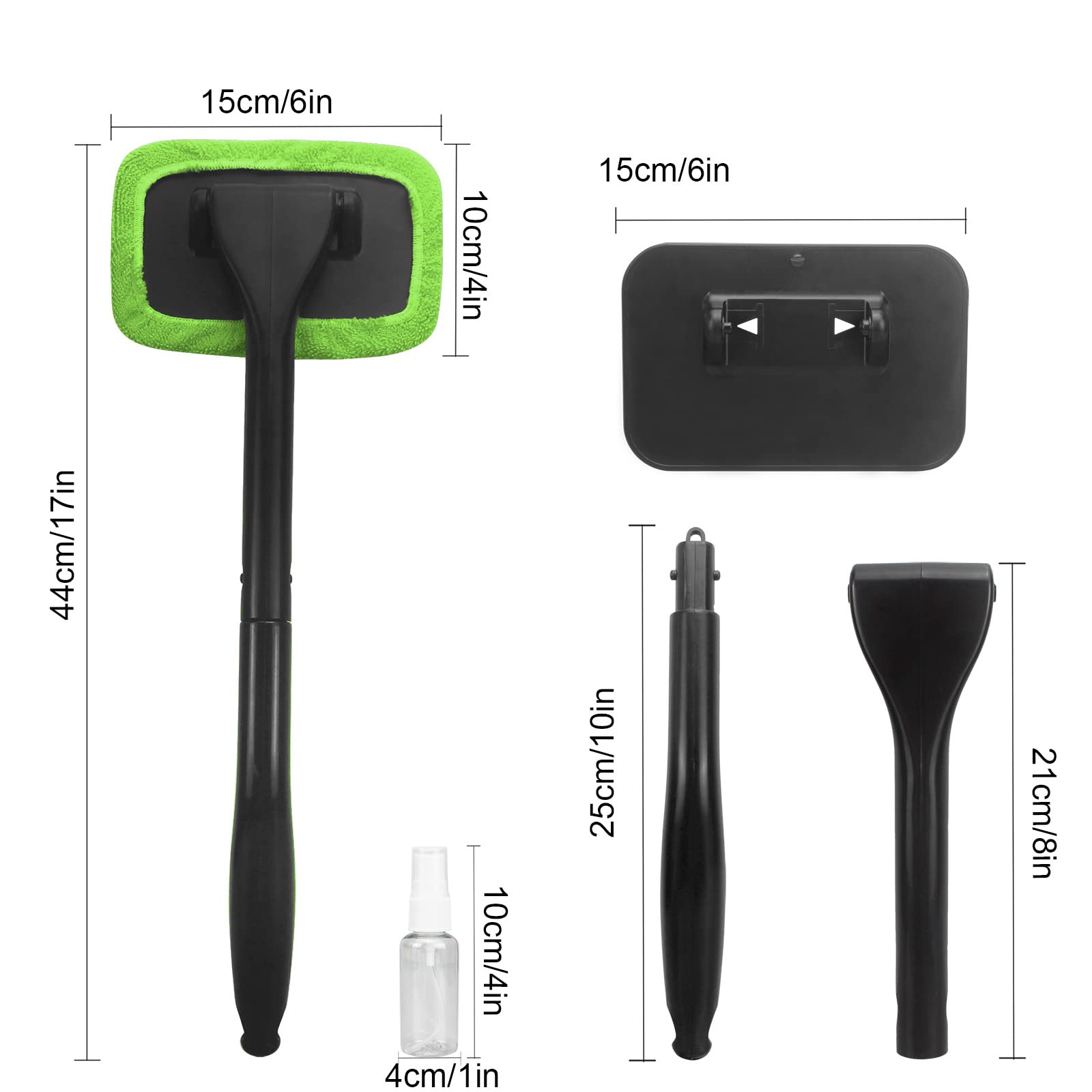 Sosickwithit Car Windshield Cleaning Tool, Windshield Cleaner With 4 Washable And Reusable Microfiber Pads And Extendable Handle