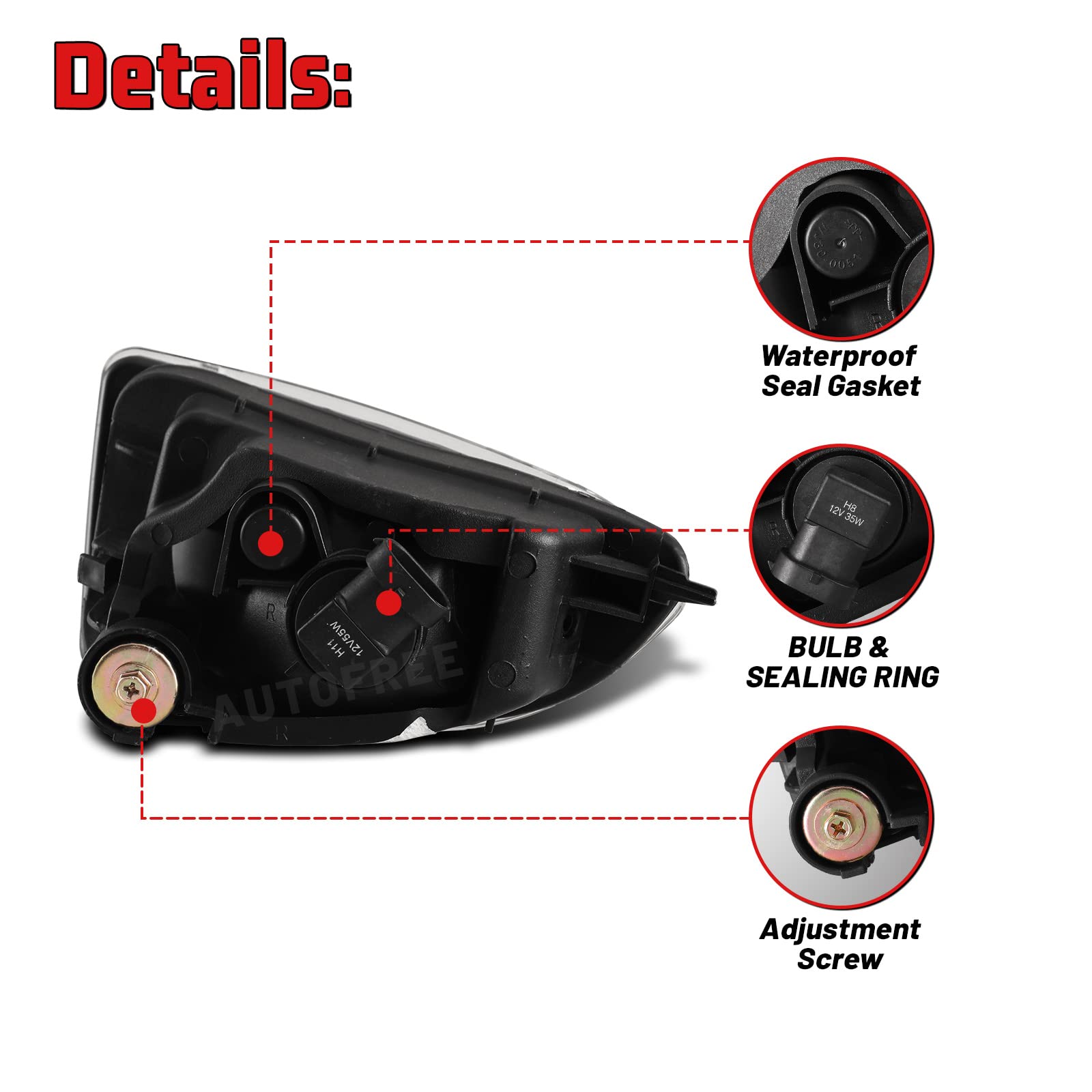 Autofree Fog Lights For Honda Civic 2004 2005 2/4 Door With H8 12V35W Fog Lamps Assembly Replacement Included Wiring Kits & Swit