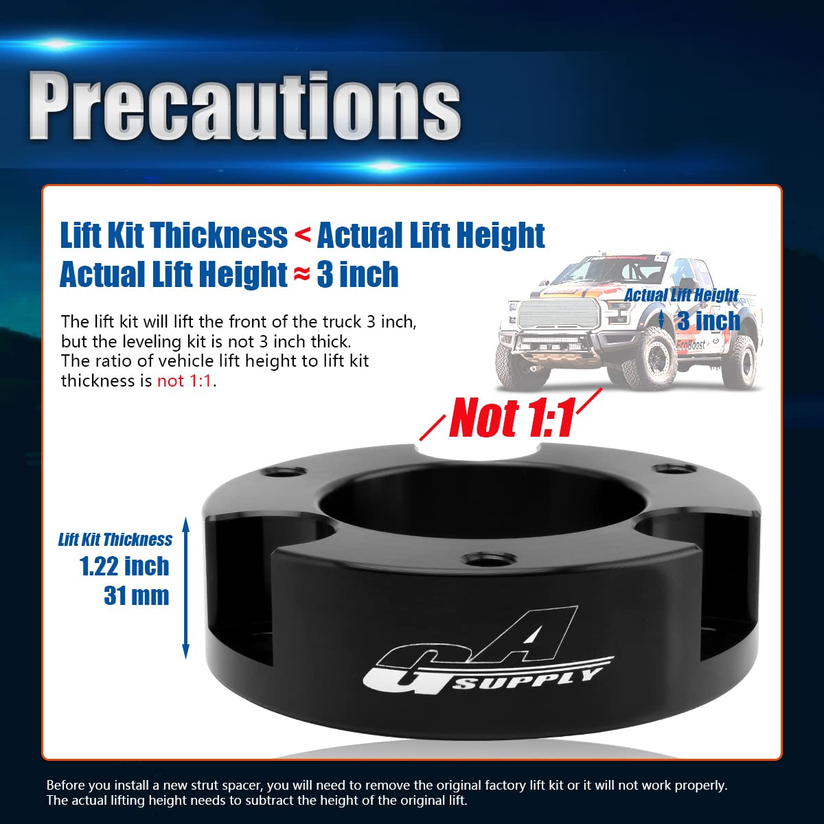GAsupply 3'' Front Leveling Lift Kits, Compatible with 1995-2004 Toyota Tacoma 4 Runner, 3 Inch Raise Strut Suspension Spacers