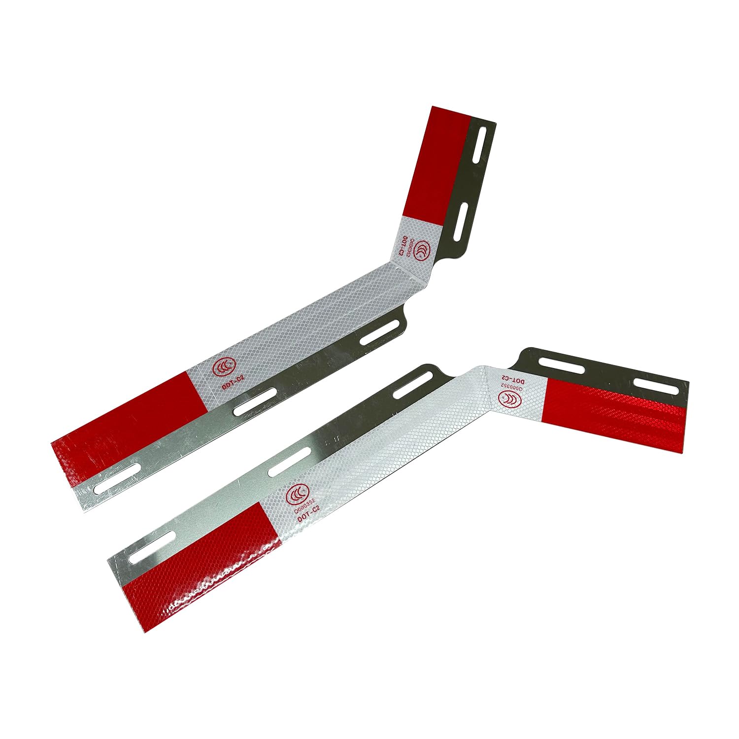 Ibestwolf 2Pcs Mud Flap Angled Aluminum Reflector Strips Hanger Conspicuity Reflector Plate For Semi Trucks Trailer