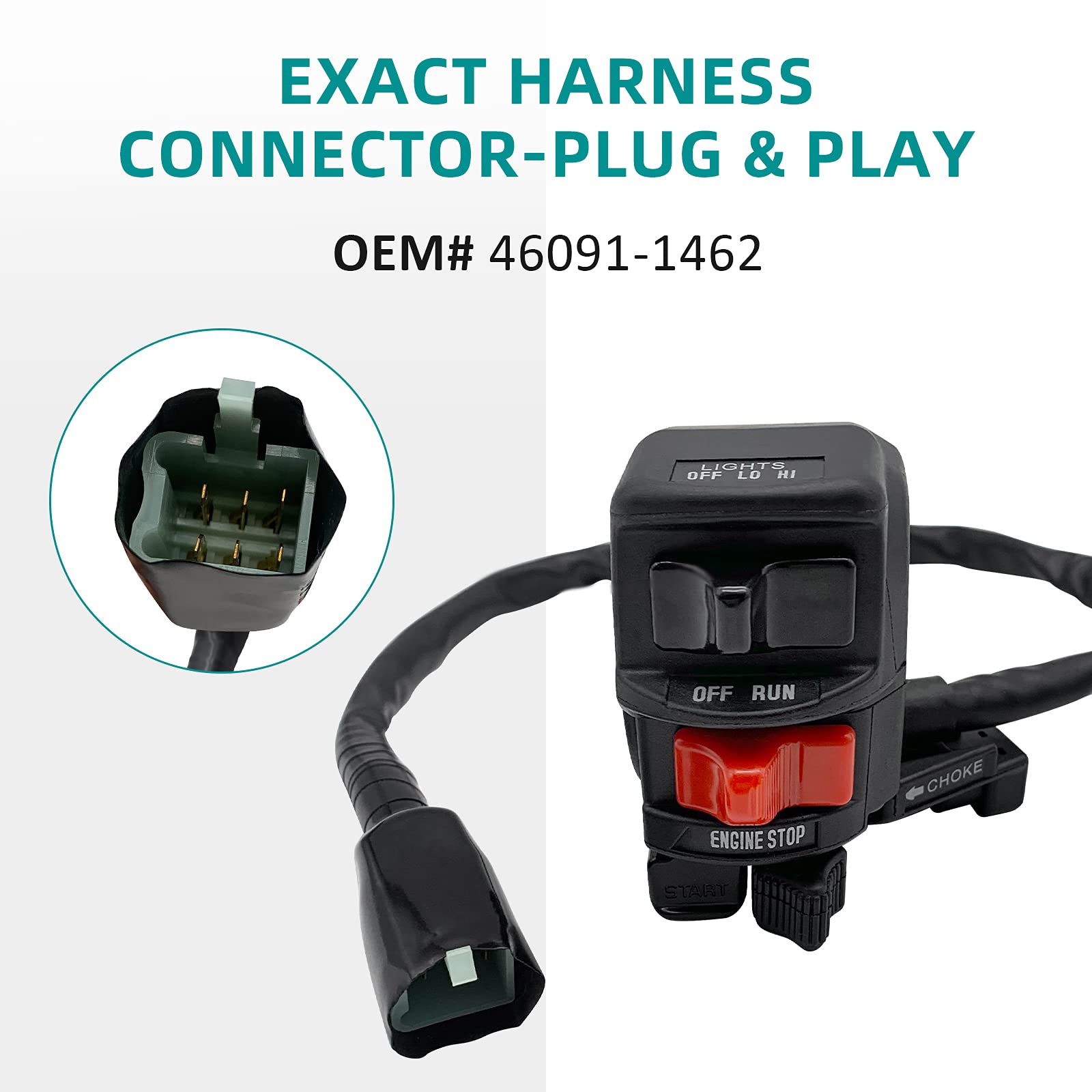 Handlebar Switch Engine Start Stop Run Off Headlight For Kawasaki Bayou 300 Klf300 Bayou 400 Klf400 Lakota 300 Kef300 Prairie 400 Kvf400 (Oem# 46091-1462)