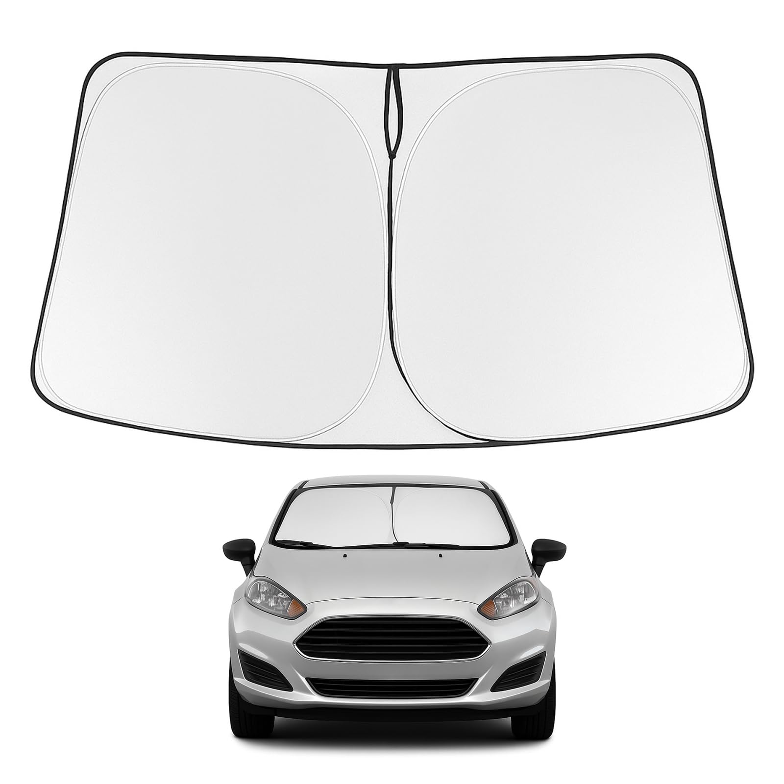 Proadsy 2025 Upgrade Windshield Sun Shade Custom Fit Ford Fiesta 2017-2023 4-Layer Foldable Front Sunshade Protector Sun Visor B