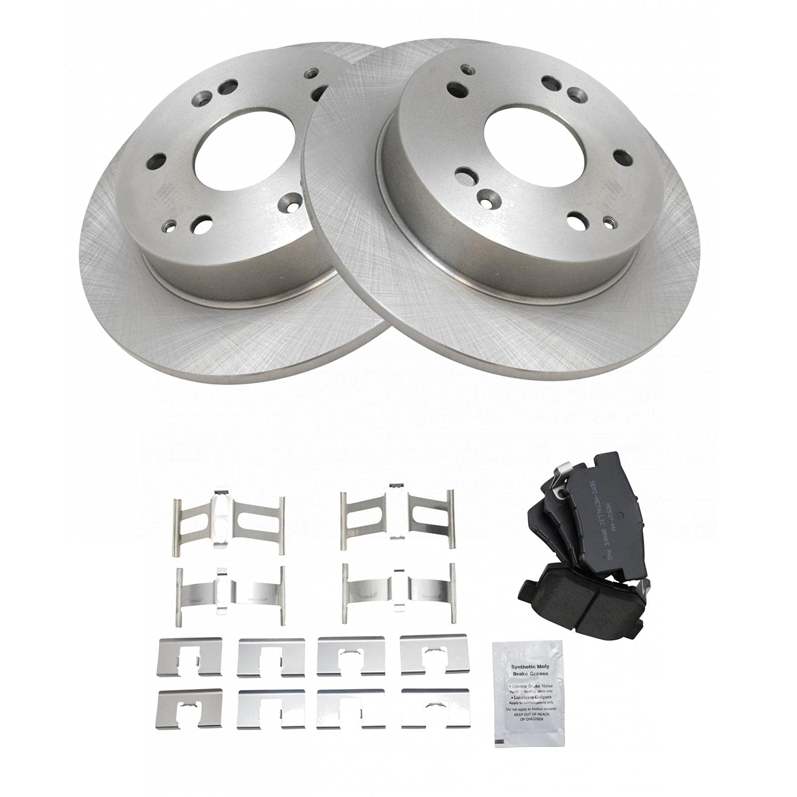 Trq Rear Brake Pad & Rotor Kit Semi-Metallic Compatible With 1997-2001 Acura Integra 2002-2006 Rsx