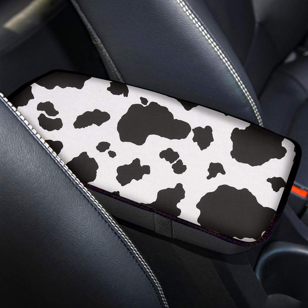 Dreaweet Stylish Cow Print Auto Center Console Pad,Car Armrest Pad Car Armrest Seat Box Cover Protector For Most Vehicle, Suv, T