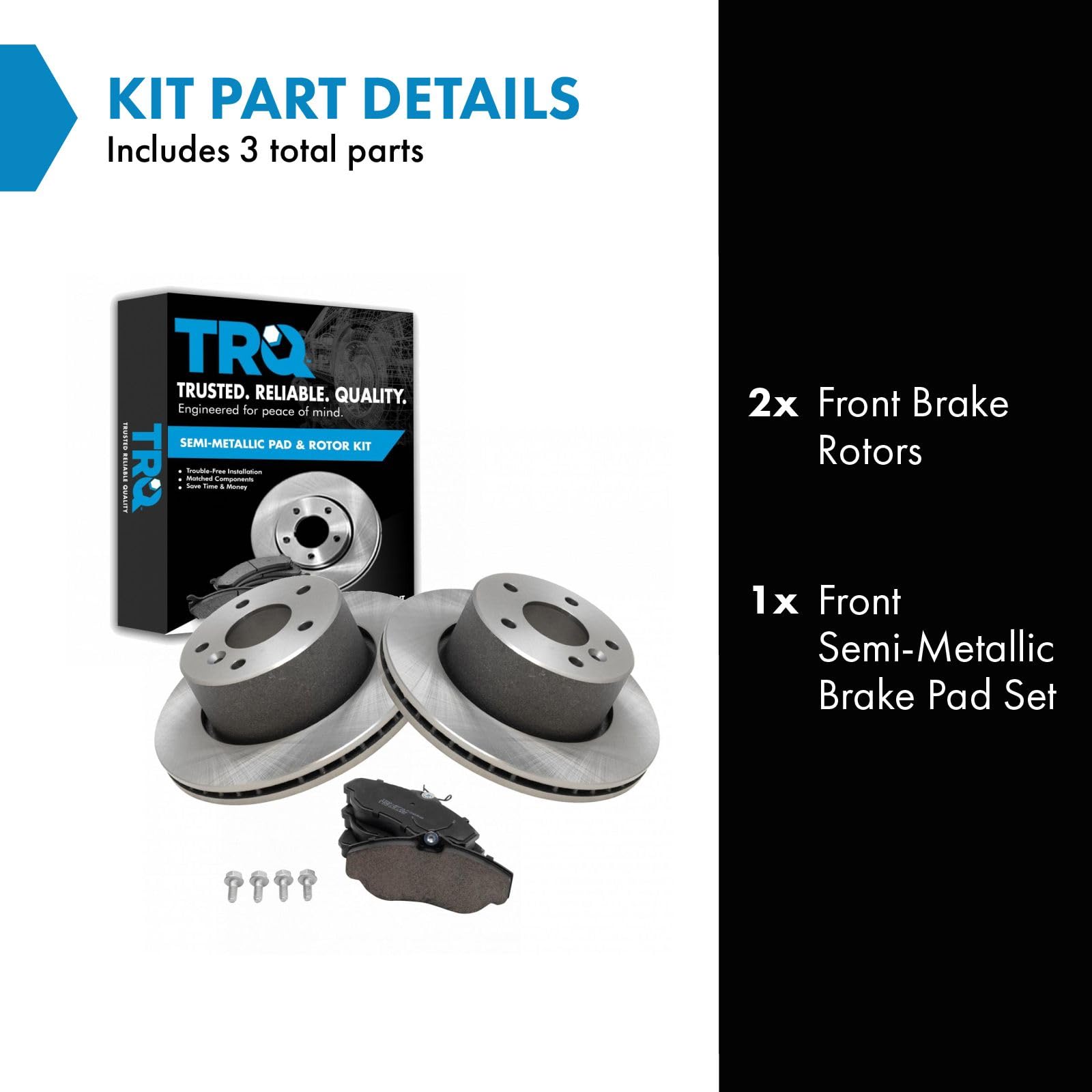 Trq Front Brake Pad & Rotor Kit Brake Pads Brake Rotor Semi-Metallic Compatible With 1999-2004 Land Rover Discovery
