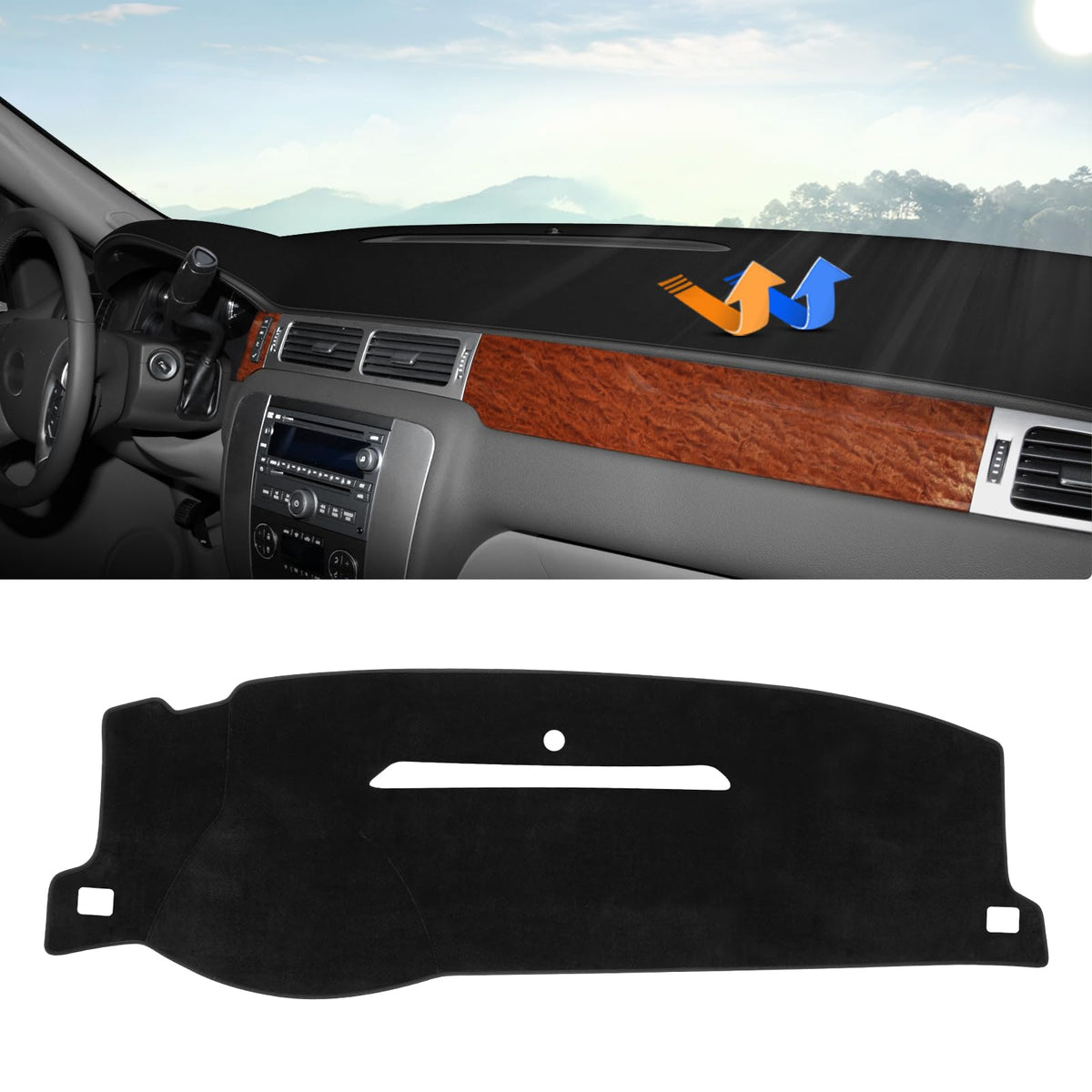 Autorder Dashboard Cover Mat For 2007-2013 Chevy Silverado Sierra,2007-2014 Chevy Tahoe Suburban Denali Avalanche&Gmc Yukon/Xl W