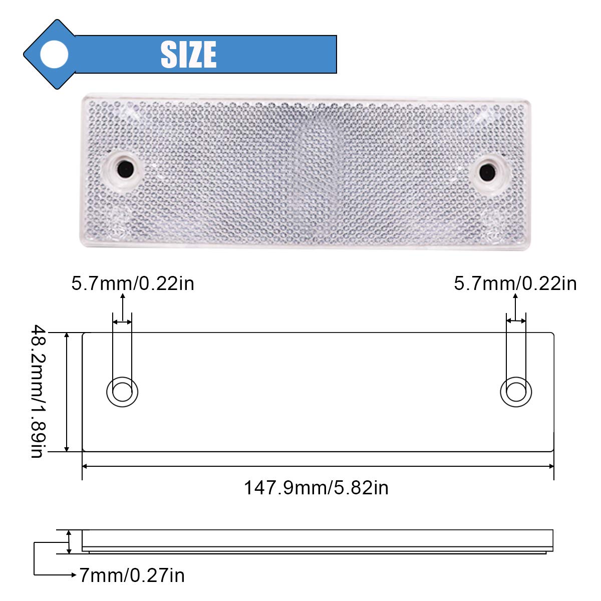Smseace 15Pack White Safety Reflectors Self Adhesive Trailer Reflectors,Car Reflector,Reflectors For Driveway Used For Truck,Rvs