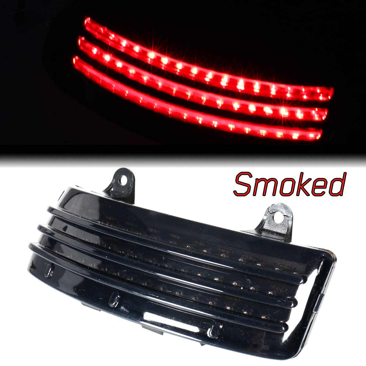 Tri-Bar Led Rear Tail Brake Fender Tip Light For Harley Street Glide Flhx 2014-2023 (Smoked)