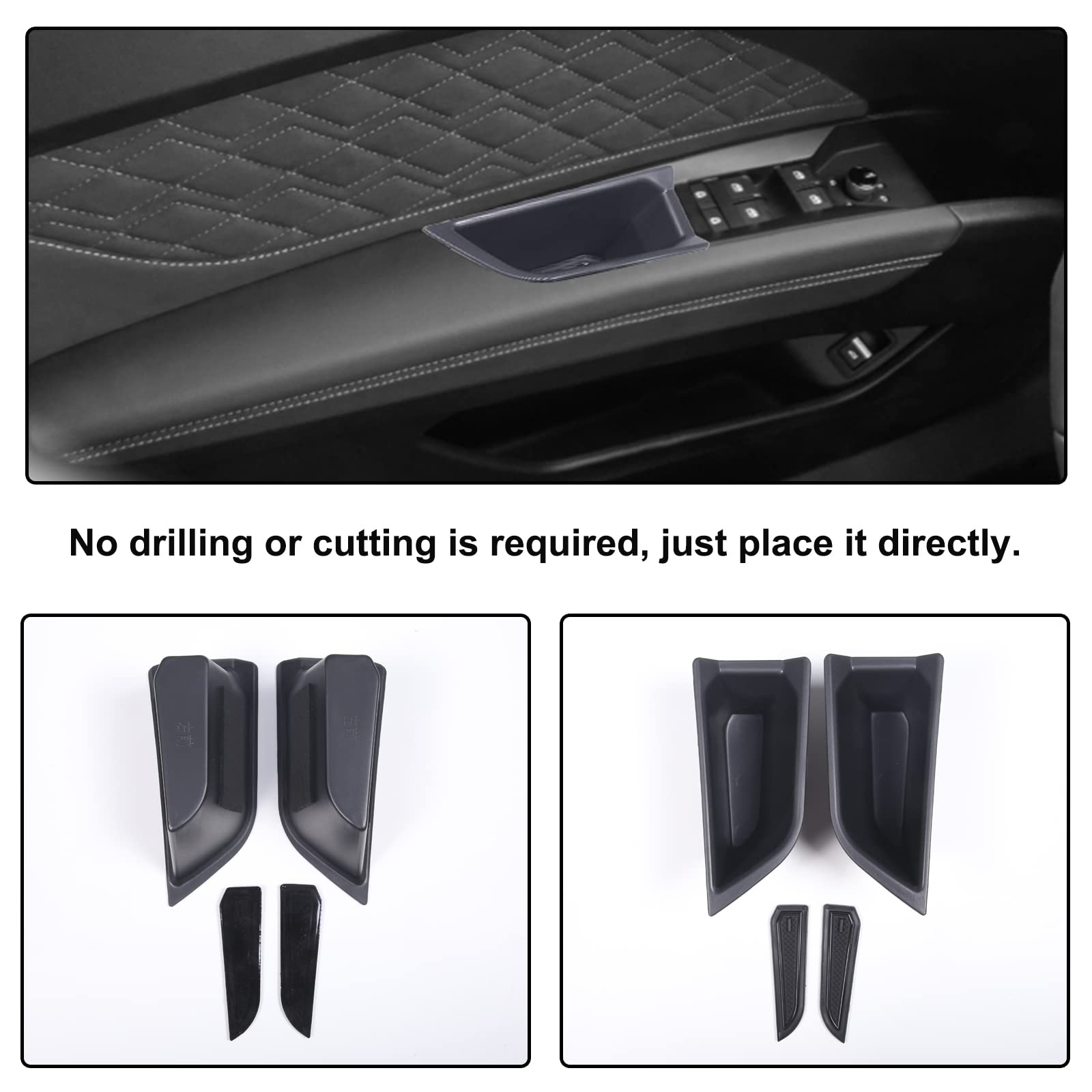 Audi Q4 E-Tron 2022-2024 Center Console Organizer Tray - Compatible with Front, Rear, Side Door Handles - Armrest Storage Box wi