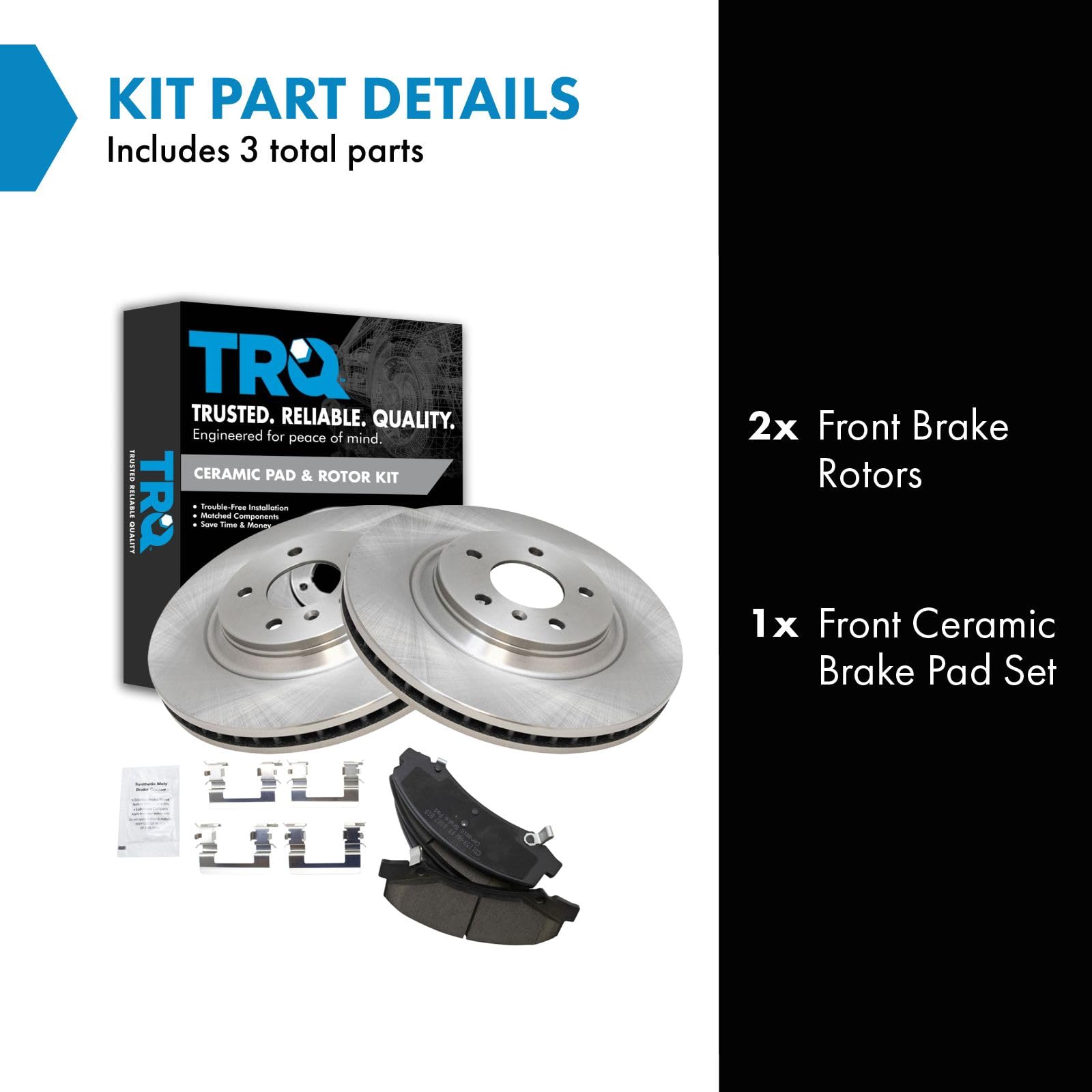 Trq Front Brake Pad & Rotor Kit Brake Pads Brake Rotor Ceramic Compatible With 2008-2009 Buick Lacrosse 2006-2011 Lucerne Cadill