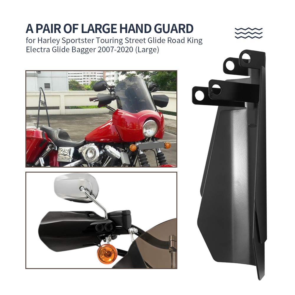 Vkinman 1 Pair Large Motorcycle Handguards Coffin Cut Hand Guards Replacement For 2007-2020 Harley Davidson Touring Sportster Dyna