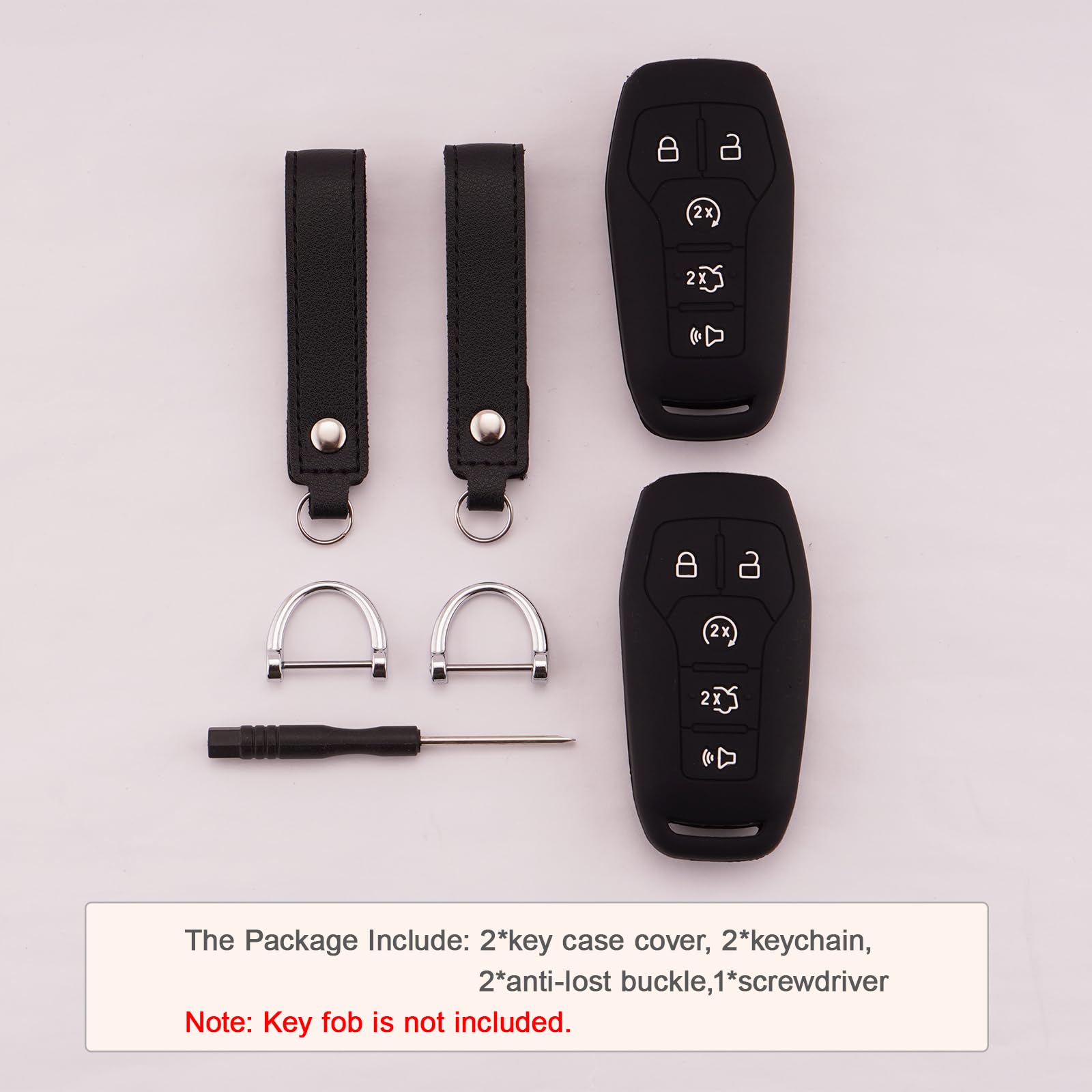 Koaudb Silicone Car Key Fob Cover Fit For Ford F150 Explorer Mustang Edge, For Lincoln Mkz Mkx Mkc 5 Buttons Full Key Protector