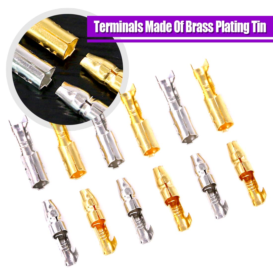 Swpeet 240Pcs Bullet Connectors Kit, 3.9mm Brass Bullet Male & Female Wire Terminals Connector with Insulation Cover for Motorcy