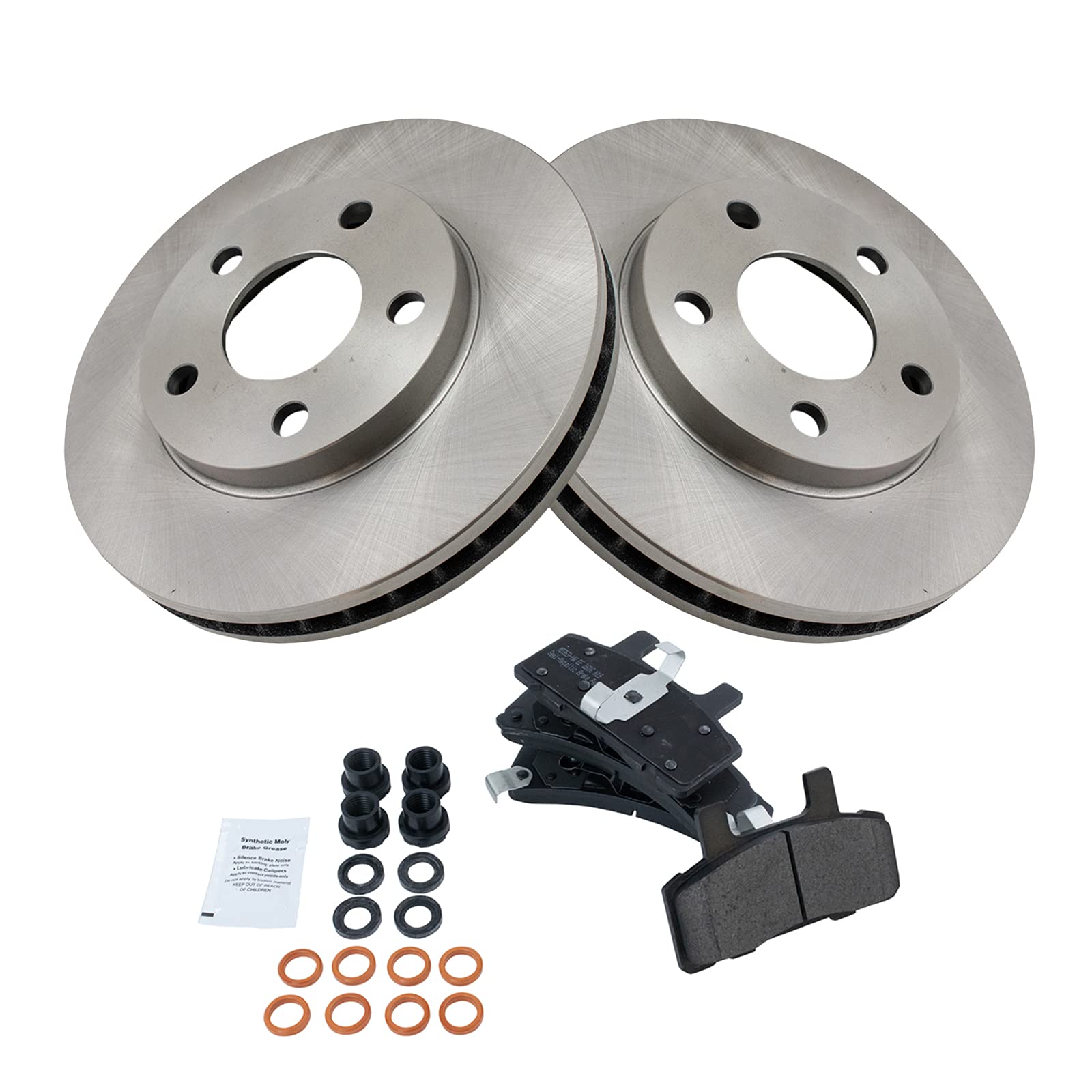 Trq Front Brake Pad & Rotor Kit Brake Pads Brake Rotor Semi-Metallic Compatible With 1990-1993 Cadillac Deville 1990-1992 Fleetw