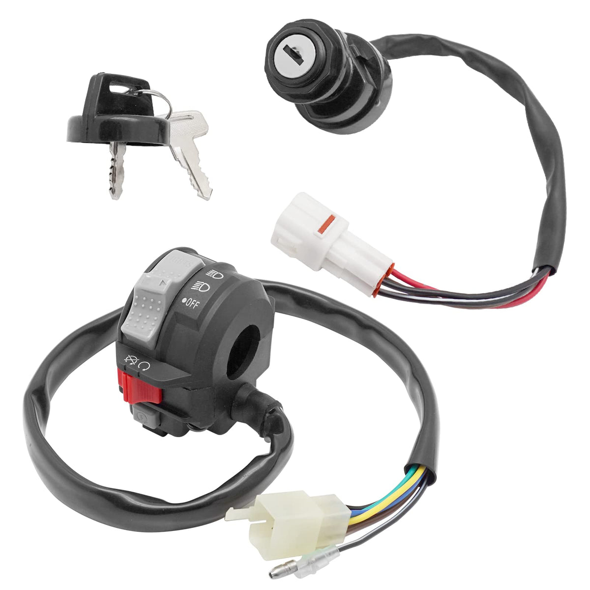 M Mati Start Stop Headlight Switch & Ignition Key Switch For Yamaha Warrior 350 Grizzly 600 1996-2001 Big Bear 350 Wolverine 350 1995-2001 Kodiak 400 1993-1999 Moto-4 350 1995