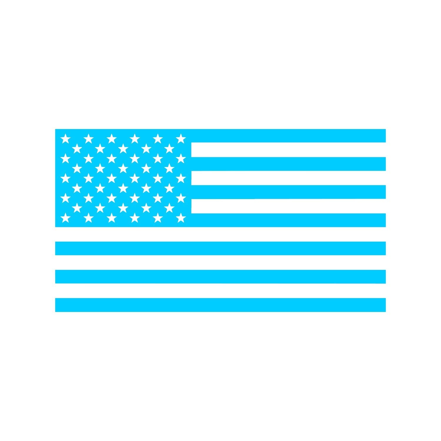 American Us Flag [Pick Color/Size] Vinyl Decal Sticker For Laptop/Car/Truck/Window/Bumper (5In X 2.8In, Matte Light Blue)