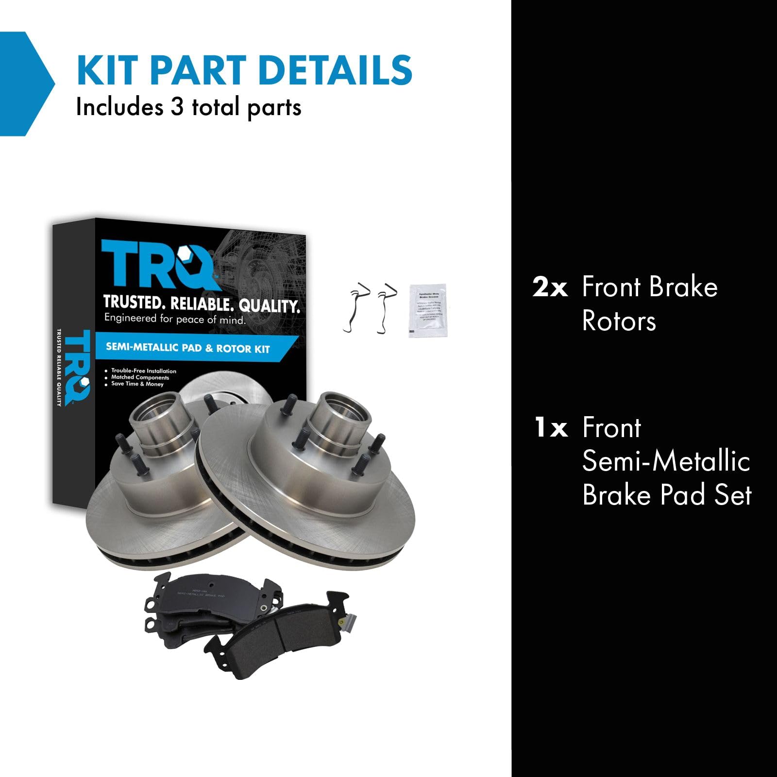Trq Front Disc Rotor & Brake Pad Set Kit Compatible With Chevrolet Pontiac Gm