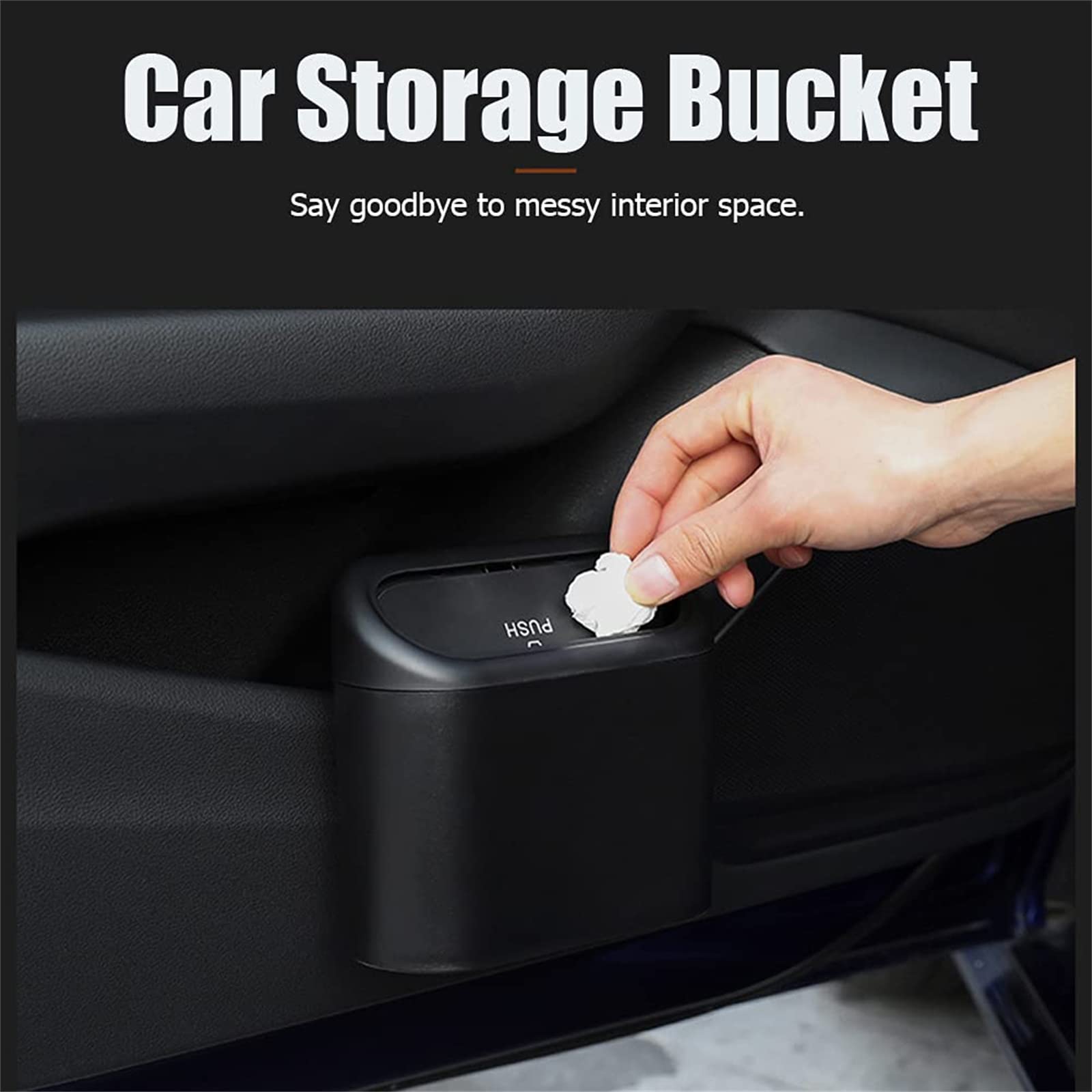 Tulsondai Car Trash Can With Lid, Mini Universal Vehicle Mini Leakproof Garbage Can Bin With 30Pcs Trash Bags,Waterproof Car Bin