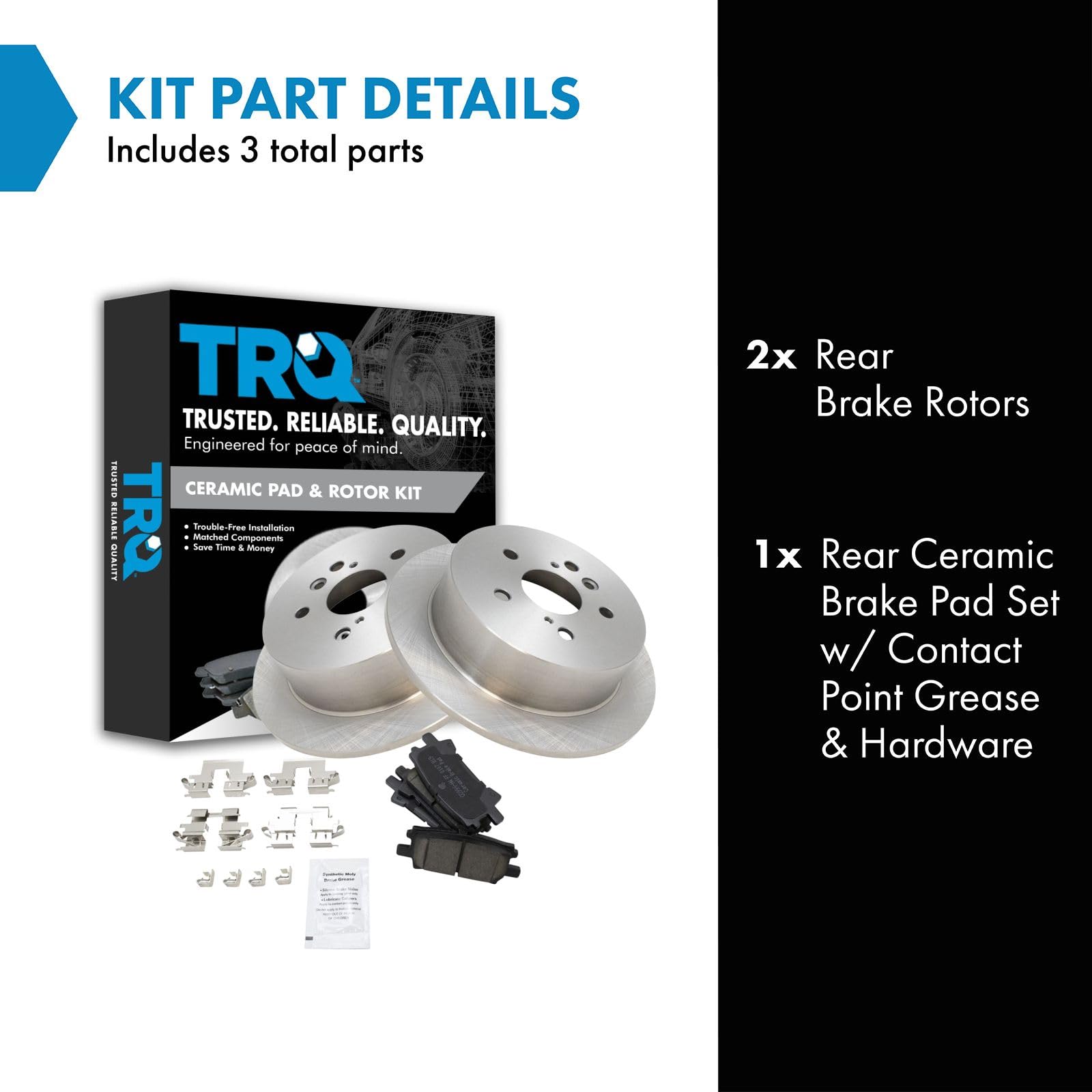 TRQ Rear Brake Pad & Rotor Kit Brake Pads Brake Rotor Ceramic Compatible with 2004-2006 Lexus RX330 2007-2009 RX350 2006-2008 RX