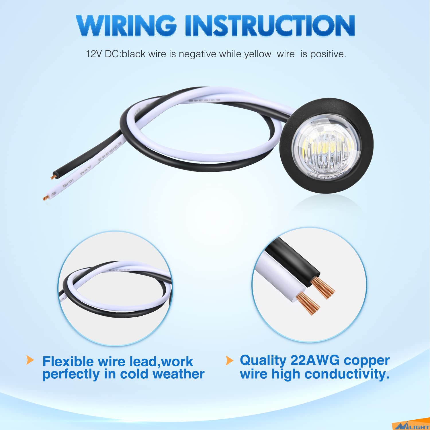 Nilight 10 Pcs 3/4 Inch Round Led Clearance Light Led Front Rear Side Marker Indicator Light Bullet Marker Light For Truck Rv Ca