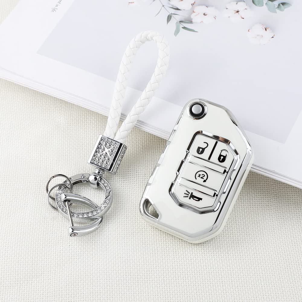 Pifoog Tpu Key Fob Cover For Jeep Wrangler Jl Jlu Gladiator Jt 2018-2022 Accessories Cute 4 Button Car Keys Shell Case Glitter K