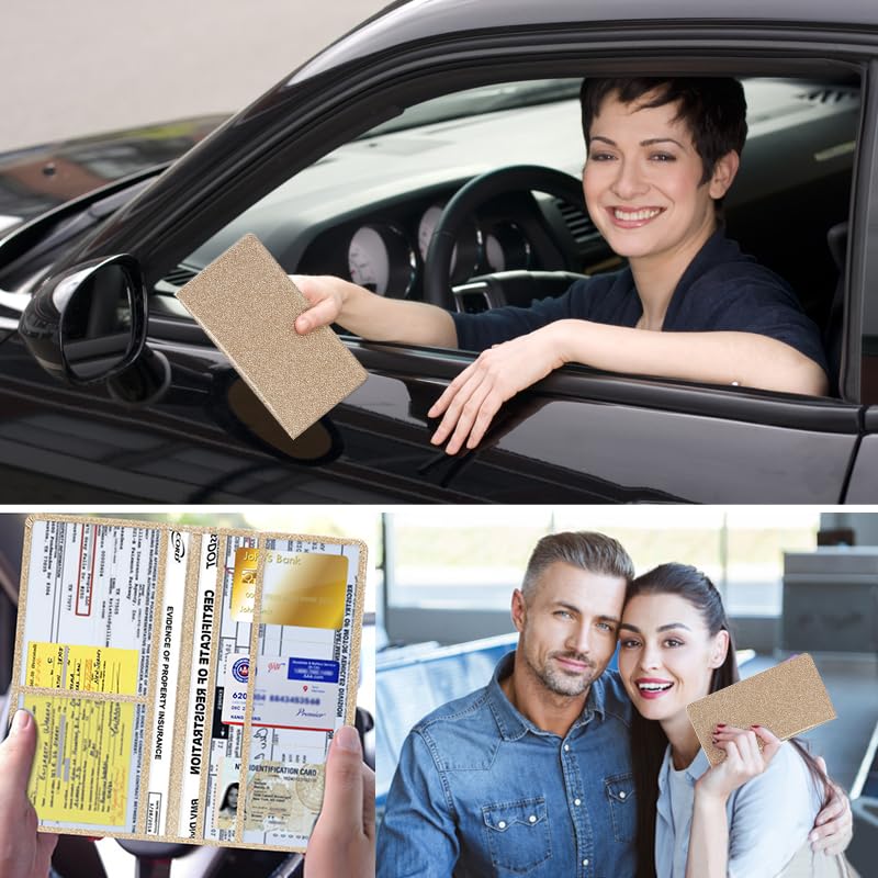 Tildosac Car Registration & Insurance Card Holder Leather Auto Glove Box Organizer Document Wallet With Magnetic Shut (Large-Gli