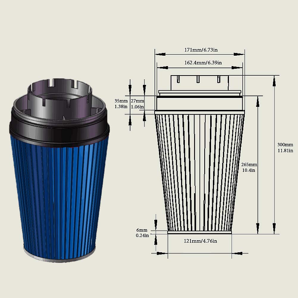 Moosun 4 Inch Cold Air Intake Black Tube + Heat Shield For 1999-2006 Gmc/Chevy V8 4.8L/5.3L/6.0L Silverado 1500/2500/3500 Blue