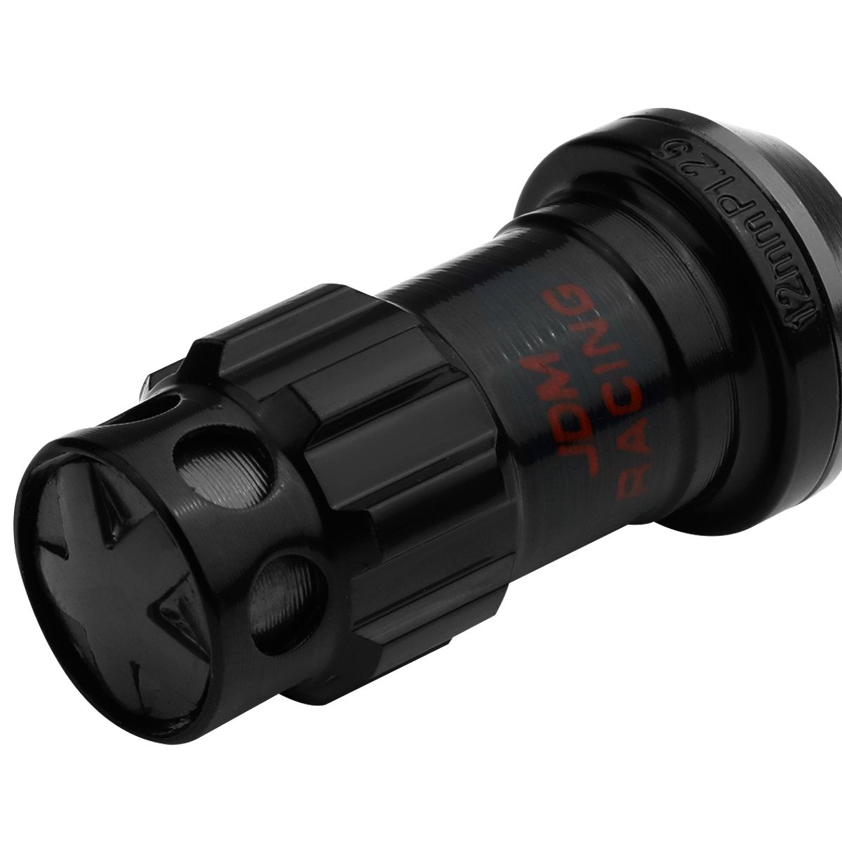 DNA MOTORING LN-ZTL-9016-125-BK 16Pcs M12 x 1.25 Closed End Wheel Lug Nuts + 4Pcs Lock Nuts + Key + Extension Adapter, 22mm OD/45mm Height, Black