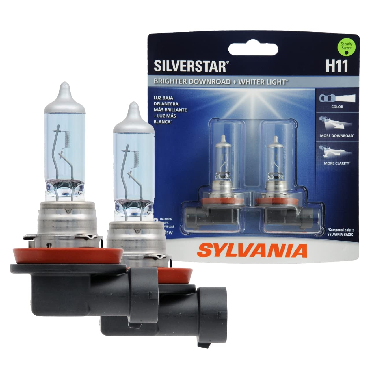 SYLVANIA - H11 SilverStar - High Performance Halogen Headlight Bulb, High Beam, Low Beam and Fog Replacement Bulb, Brighter Down