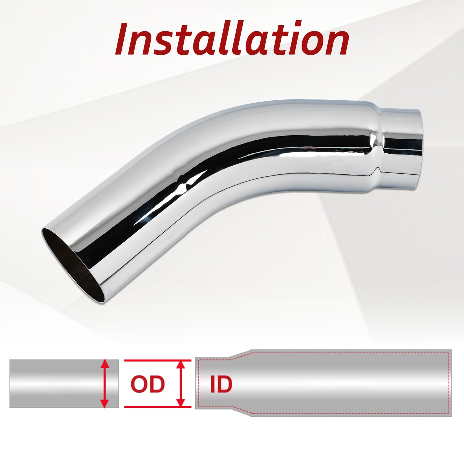 BIGREAT 5 Inch Chrome Plated Diesel Exhaust Elbow Tip,5'' Inlet 6'' Outlet Side Exit Exhaust Tip, 23'' Length Turndown Exhaust P