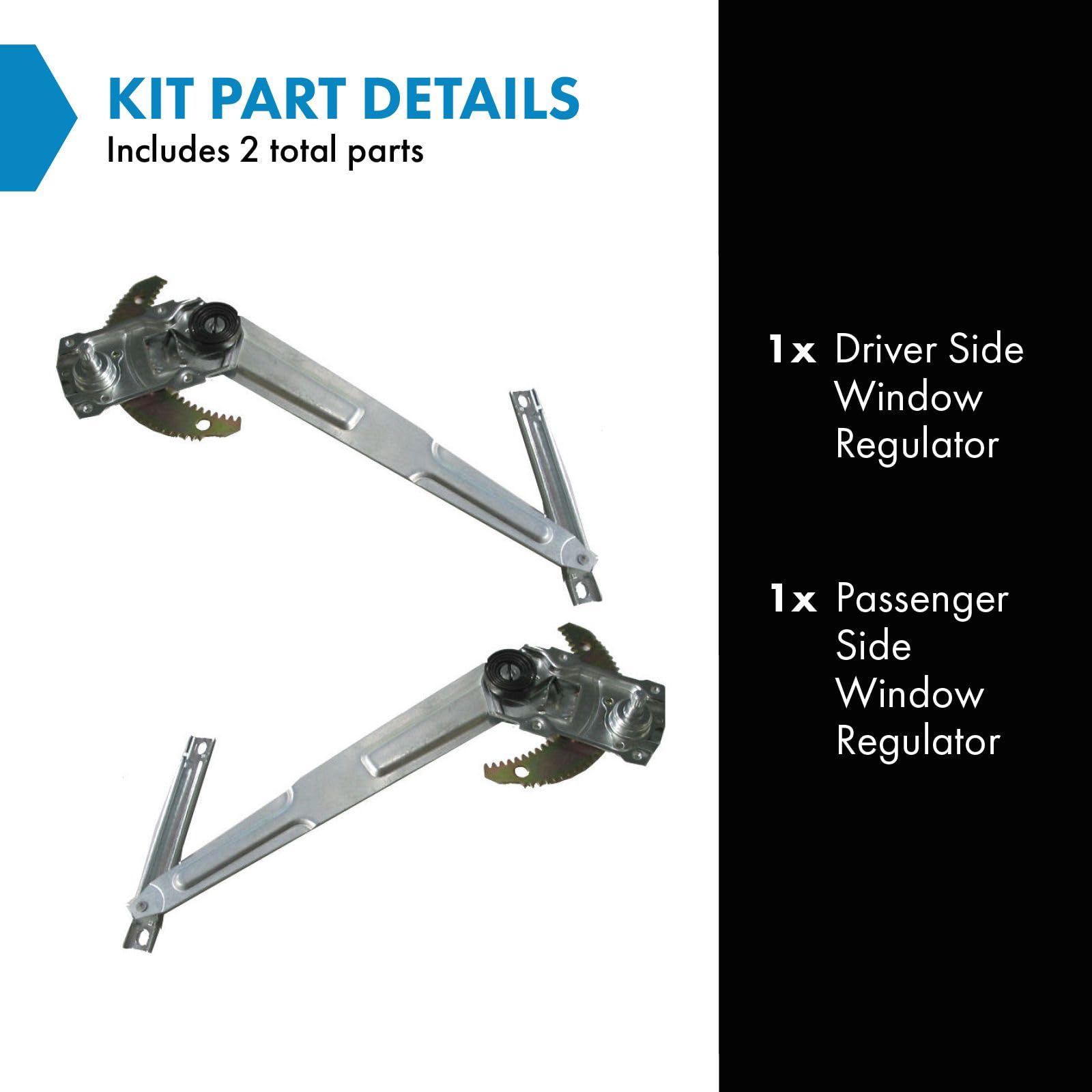 Trq Driver & Passenger Side Manual Window Regulator Set Compatible With 1990-1991 Toyota 4Runner 1989-1995 Pickup