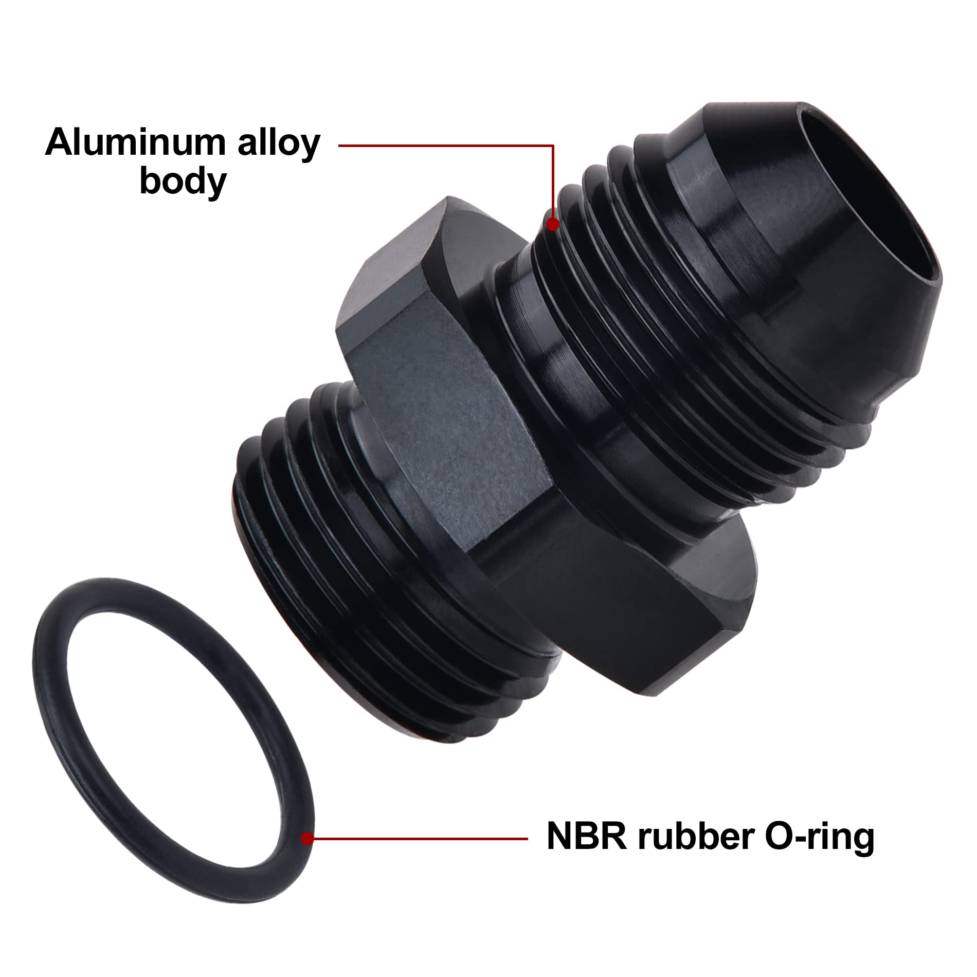 Evil Energy 8An Flare To 8An Orb Male Fuel Rail Adapter Fitting Black 2Pcs