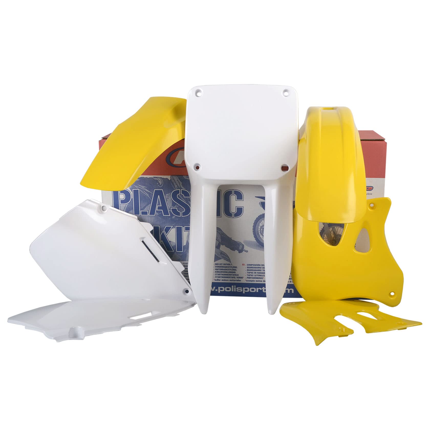 Polisport Full Plastic Kit For Suzuki Rm125/250 (1996-1998) Oem Quality Restyling Kit With Superior Fit, Flexibility, And Durability (Yellow/White)