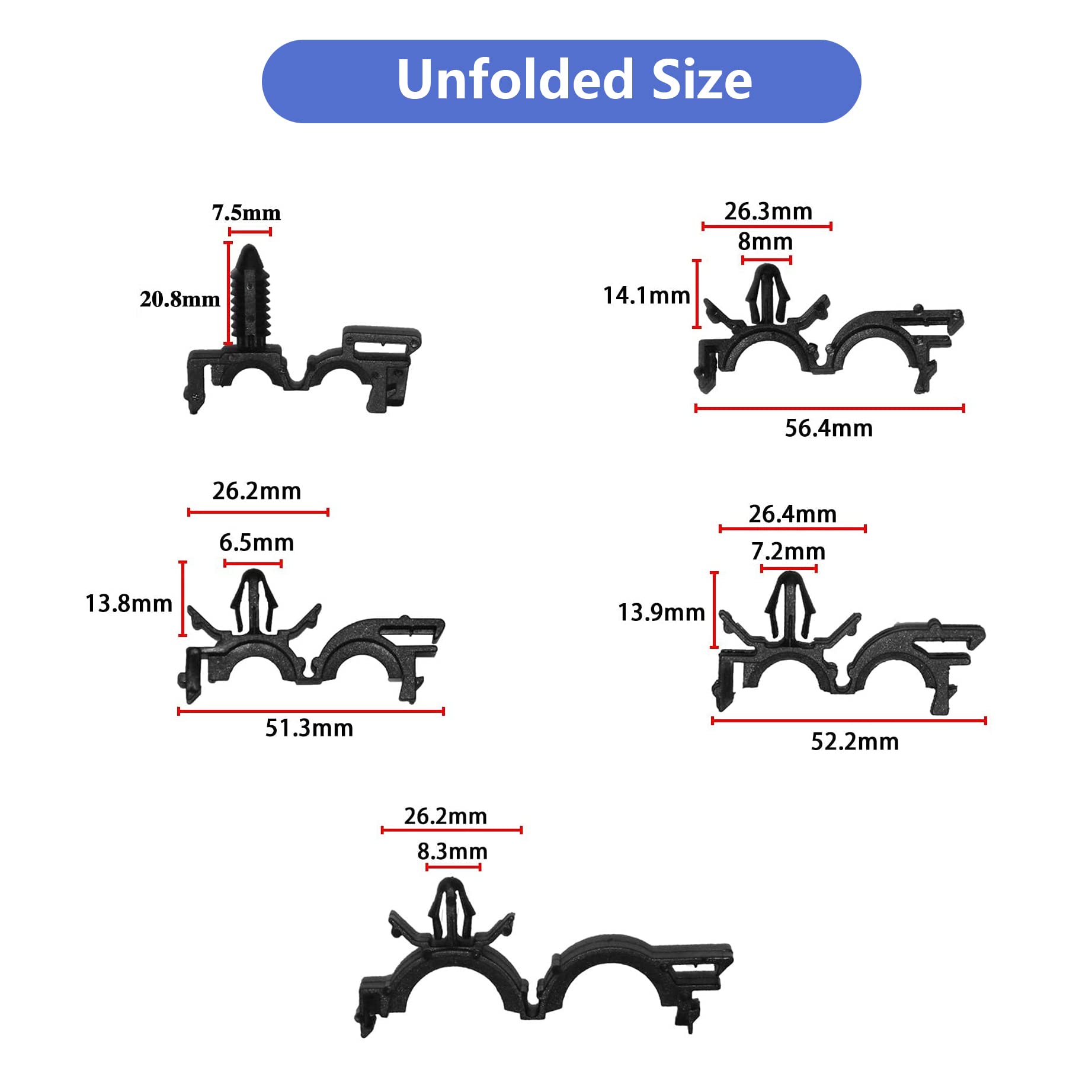 Joonzoie 150Pcs Wire Loom Clips Car Automotive Harness Routing Clips Assortment Kits - 10 Different Sizes Automotive Wire Routin
