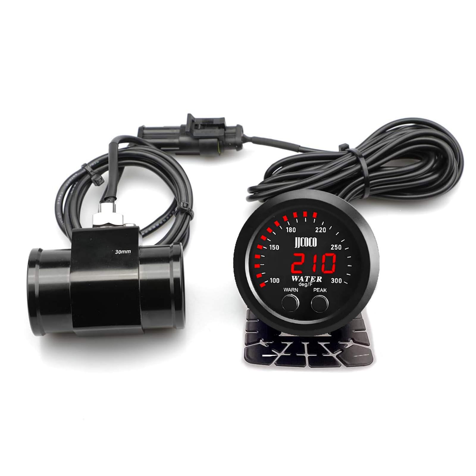 ZHSYMX Universal 52mm Water Temperature Gauge 100-300F(38-150C) Electronic Red Digital LED DC12V for Car Automotive with Joint P