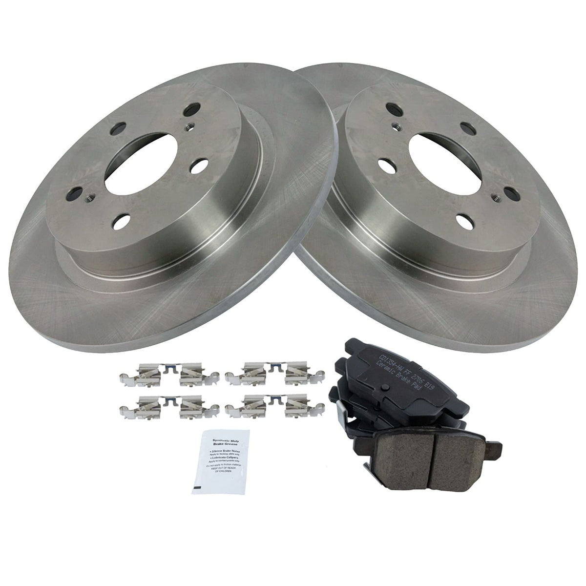 TRQ Rear Brake Pad & Rotor Kit Brake Pads Brake Rotor Ceramic Compatible with 2011-2016 Scion tC