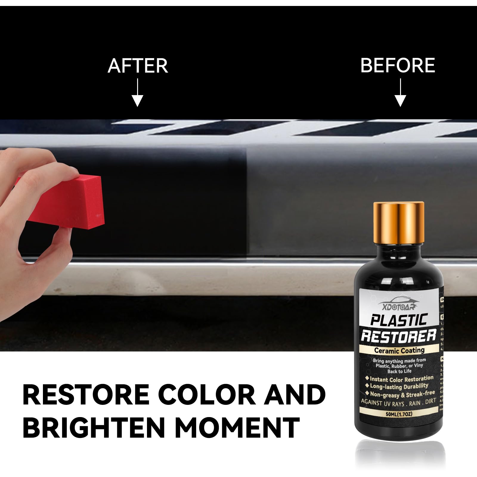Plastic Restorer for Cars, Reliable Back to Black Trim Restore, Permanent Automotive Hydrophobic Ceramic Trim Coating, Instant B