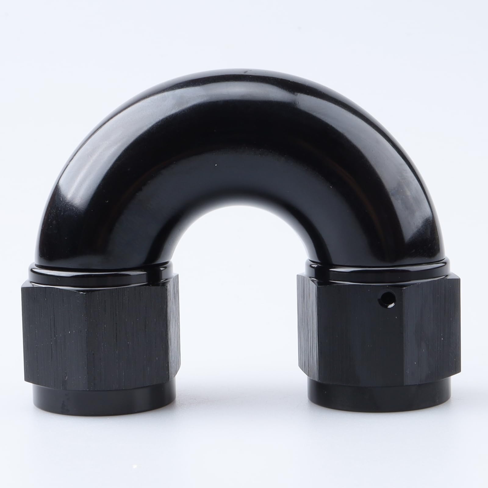AC PERFORMANCE 180 Degree Aluminum -10 AN Female One Piece Full Flow Hose Coupler Fitting, Black