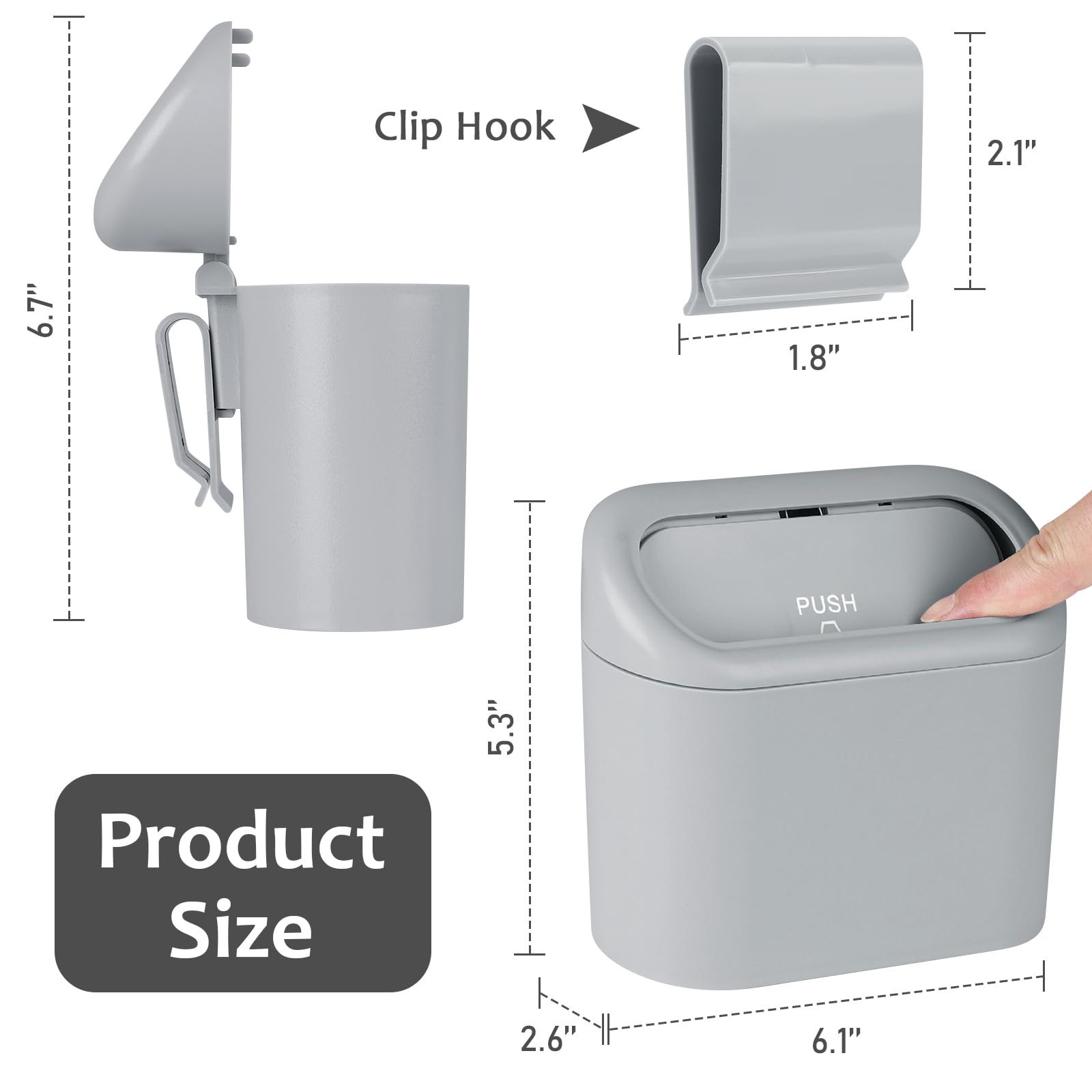 Accmor Car Trash Can, Portable Vehicle Trash Bin With Lid, Mini Car Dustbin Garbage Organizer Holder With One Roll Trash Bag, Le