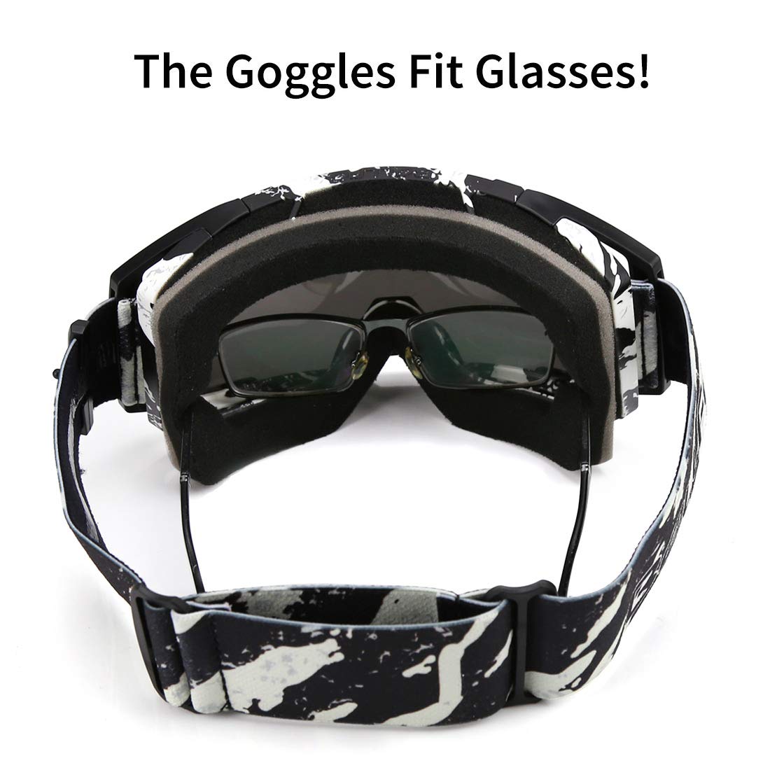 Motocross Goggles Dirtbike Atv Motorcycle Anti-Uv Motorbike Ski Goggles Anti-Slip Strap Nose Cover Fit Glasses & Helmet