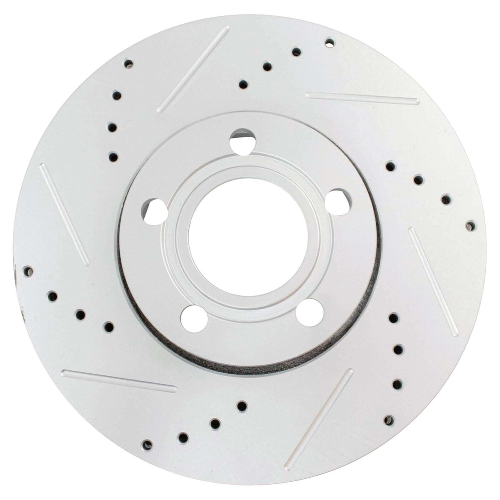 Trq Front Performance Brake Rotors Set Premium G-Coated Cross Drilled & Slotted Compatible With 1992-1994 Audi 100 100 Quattro 1