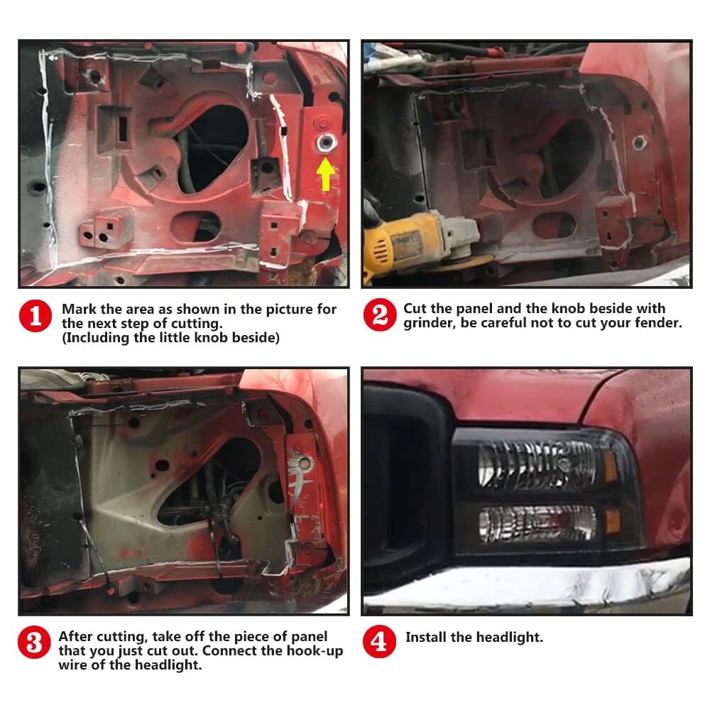 G-Plus Headlights Assembly Compatible With 99-04 Ford F250 F350 F450 F550 Super Duty/00-04 Excursion Headlamp,Clear Lens Chrome
