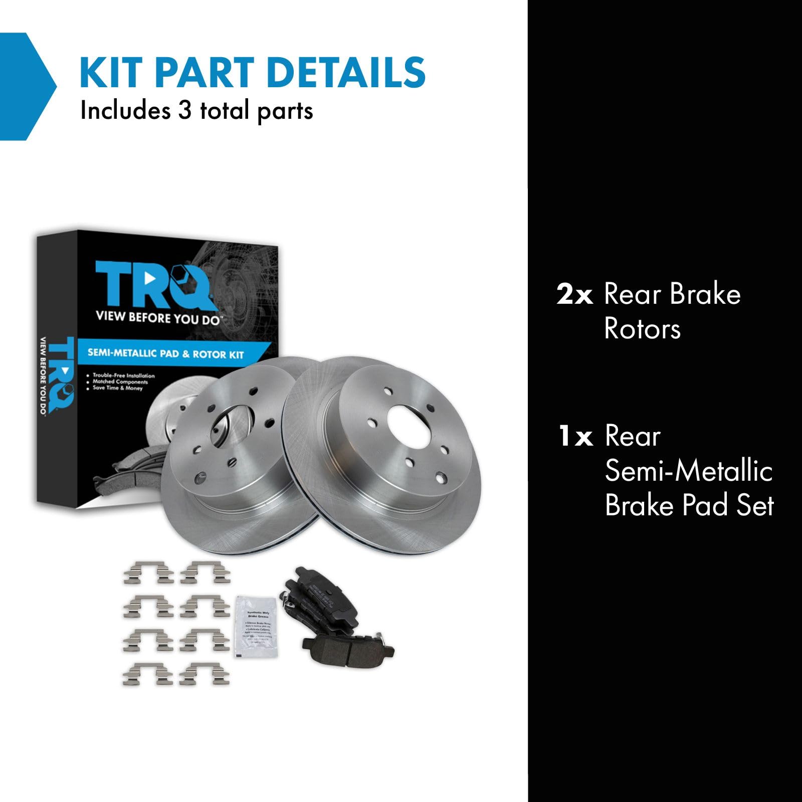 Trq Rear Premium Posi Semi Metallic Disc Brake Pad & Rotor Kit For Nissan