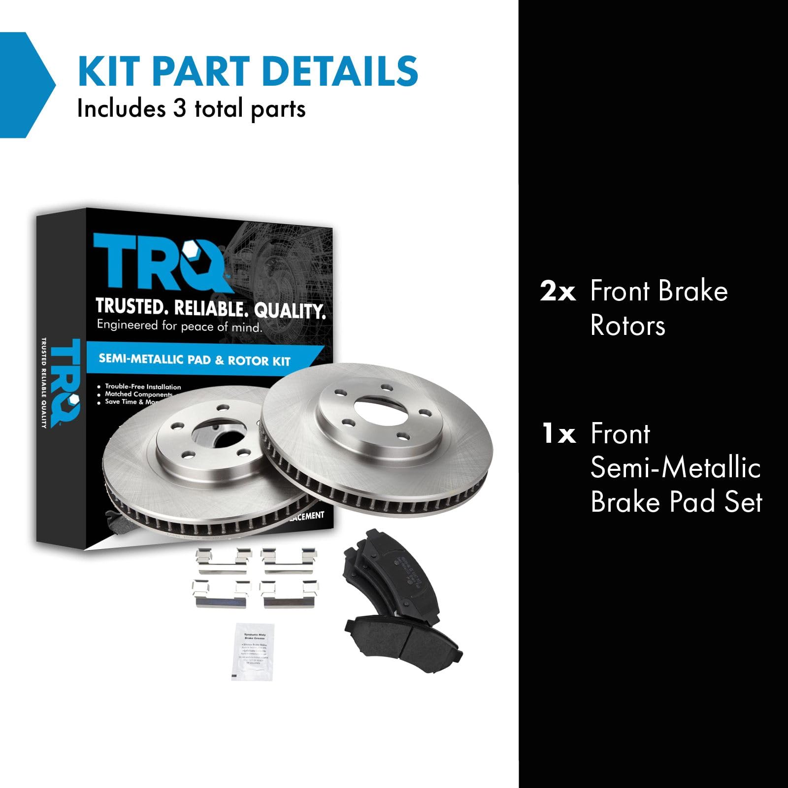 Trq Front Posi Metallic Brake Pad & Rotor Kit Compatible With Buick Chevy Pontiac Olds