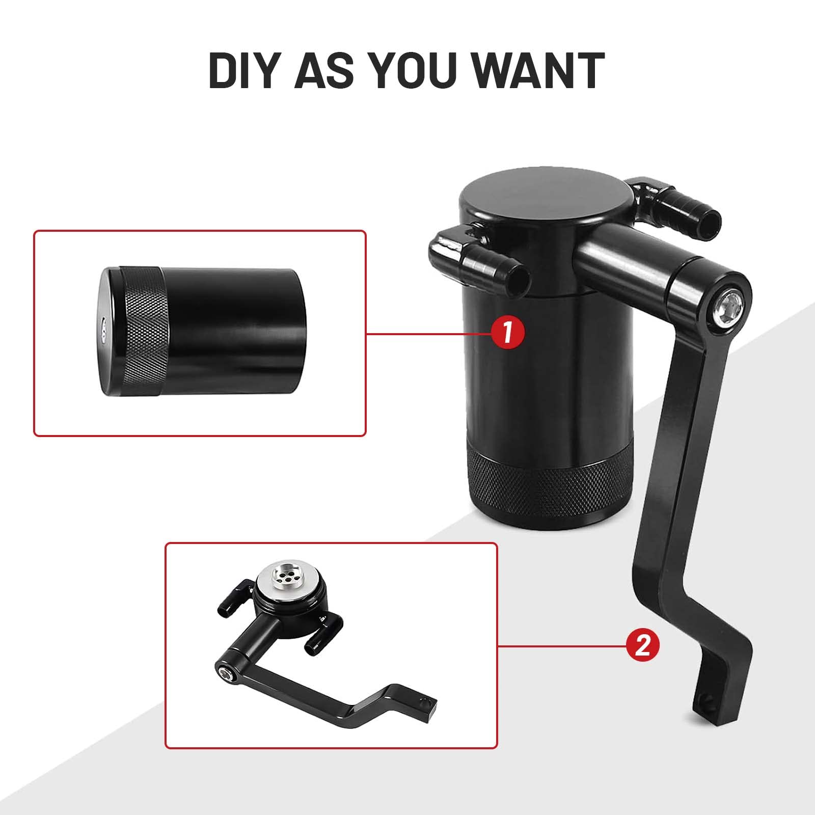 6.4L Billet Oil Catch Can Kit W/ New 5.7 Hemi Z-Bracket Technology Compatible With 2011-2021 Dodge Charger Challenger Chrysler 300 Air Oil Separator,Red