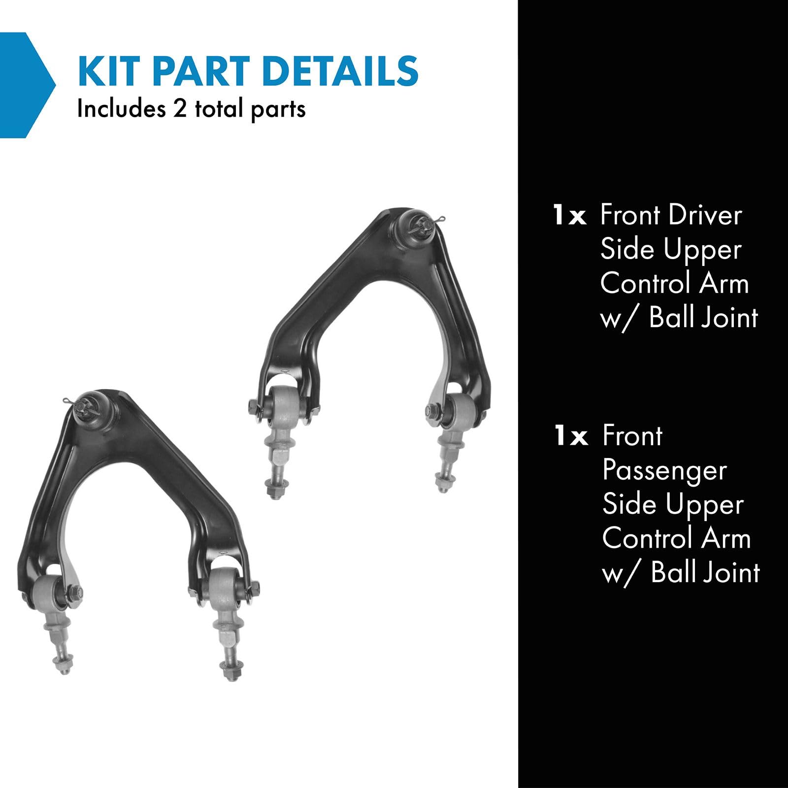 Trq Front Upper Control Arm With Ball Joint Set Compatible With 1990-1993 Honda Accord