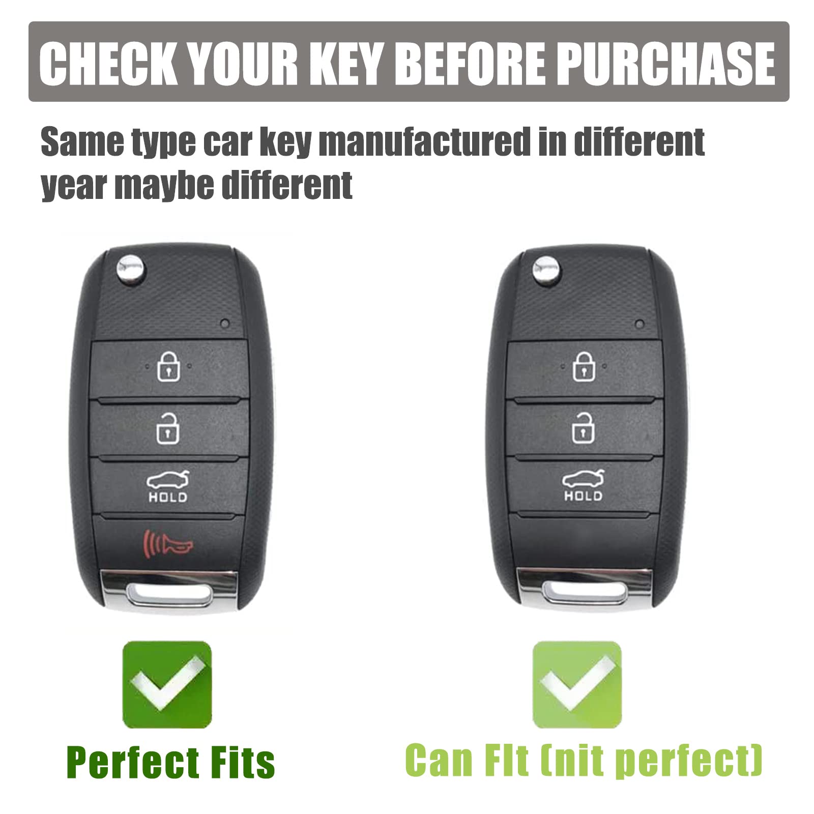 Gematay For Kia Key Fob Cover, Key Case Shell Compatible With Kia Sorento Optima Soul Sportage Niro Forte Rio Smart Key Protector