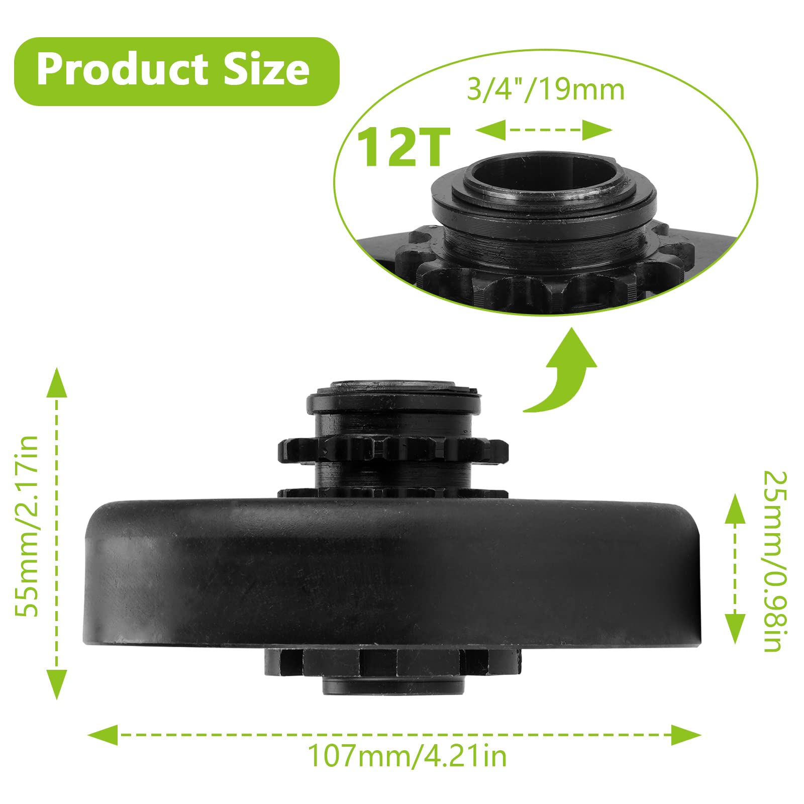 Go Kart Clutch For 2-6.5Hp Engine 3/4' Bore 12T #35 Chain Centrifugal Clutch Fit For Predator 212Cc,Honda Gc160 Gc190 Gx120,Go Kart, Minibike, Fun Kart