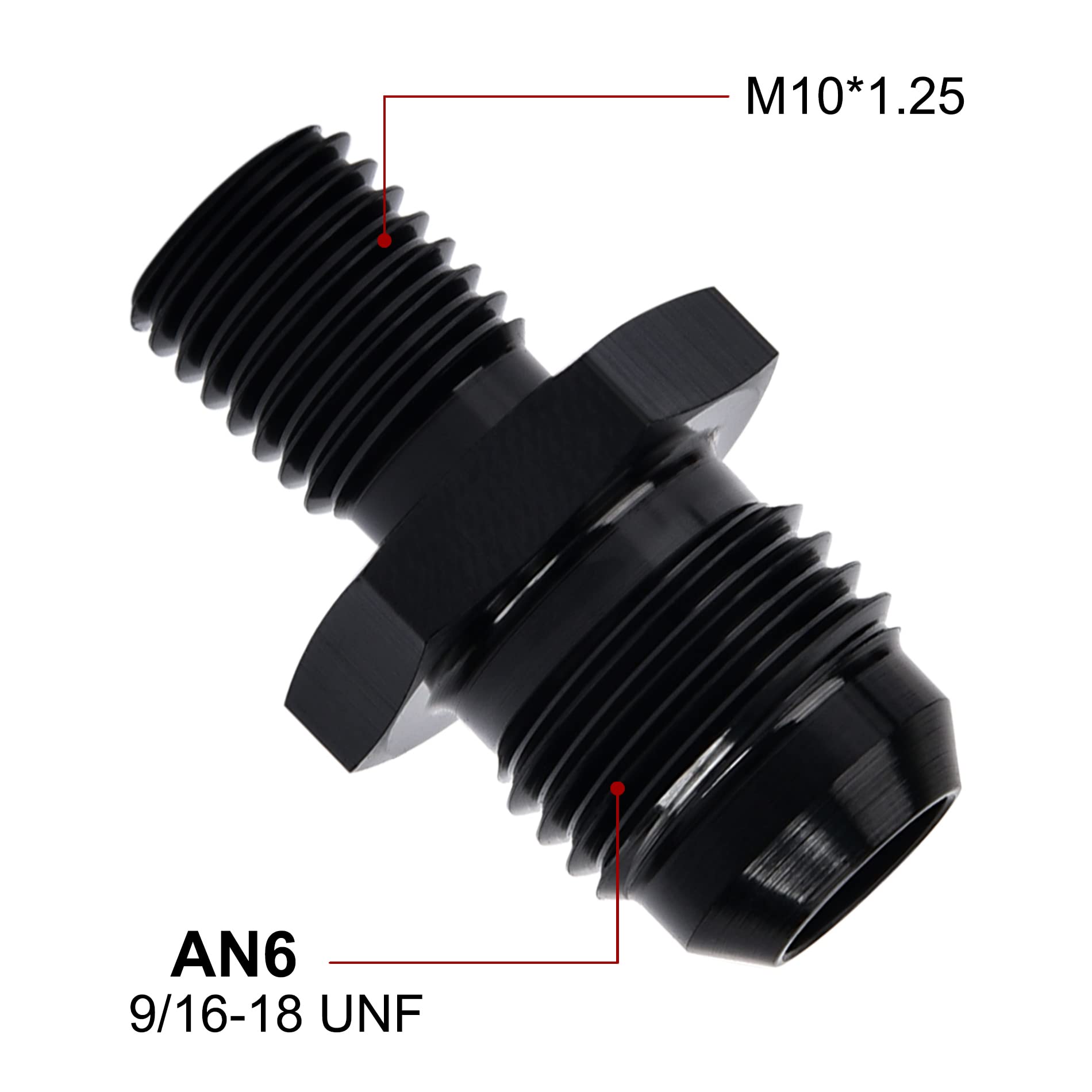 Evil Energy 6An Male Flare To M10 X 1.25Mm Male Metric Fitting Adapter Aluminium Alloy 2Pcs