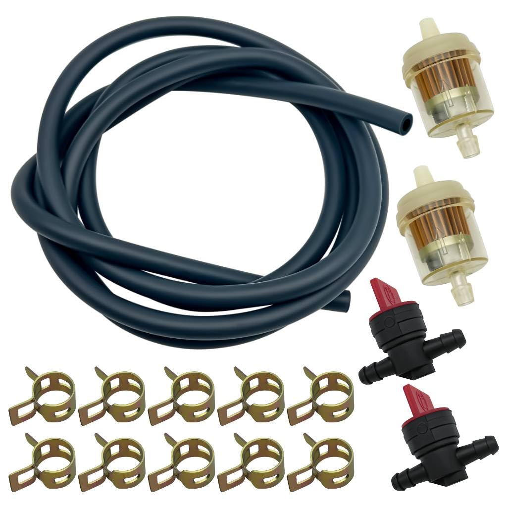 Strongthium 1/4 Gas Fuel Line Hose With Clamps Valve & Filters Kit